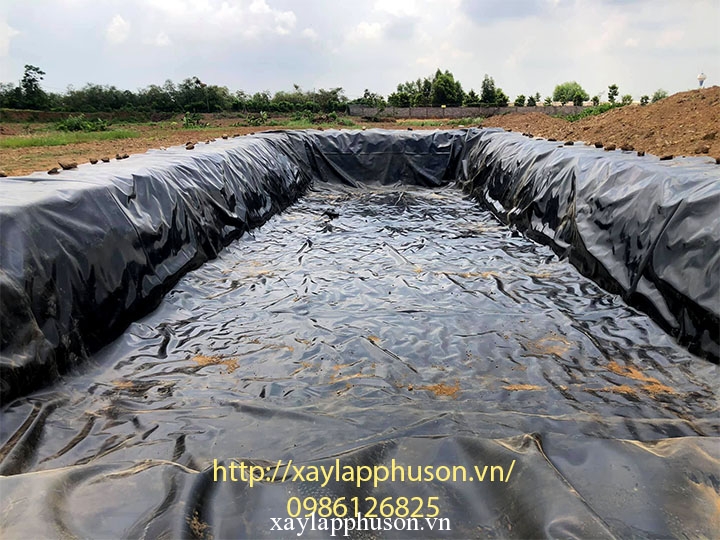Hòa thành thi công bạt nhựa HDPE lót hò chứa nước tại Trảng Bom, Đồng Nai